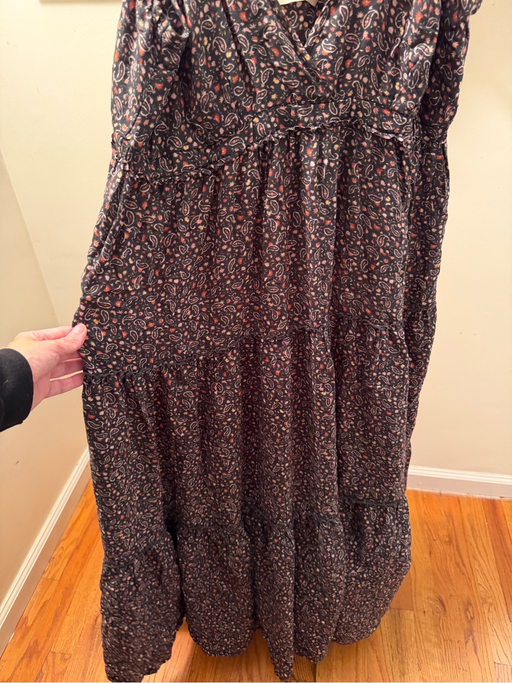 Lucky Brand Black Floral Tiered Maxi Dress